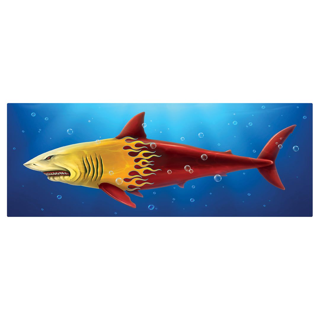 Red & Blue Pin stripe Flames Shark
