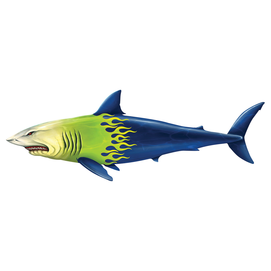 Blue & Green Flames Orange Pin Stripe Shark