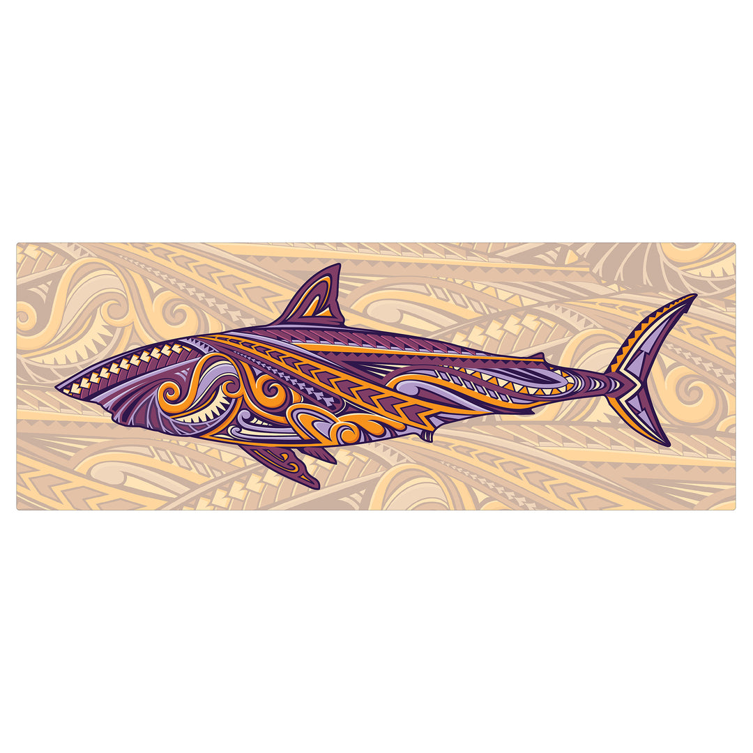 Purple & Orange Tribal Shark with Tribal Background Peel & Stick