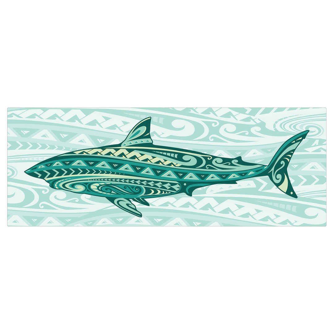 Teal Tribal Shark with Tribal Background Peel & Stick