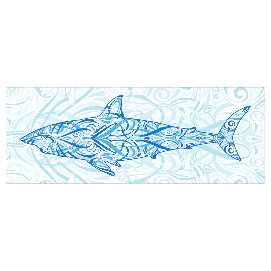 Blues Line Art Shark with Tribal Background Peel & Stick