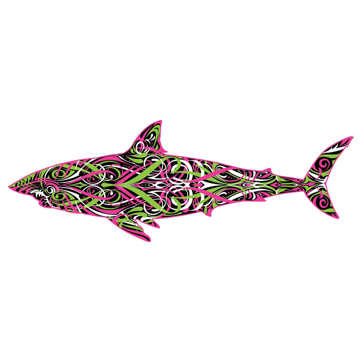 Pink & Green Line Art Shark