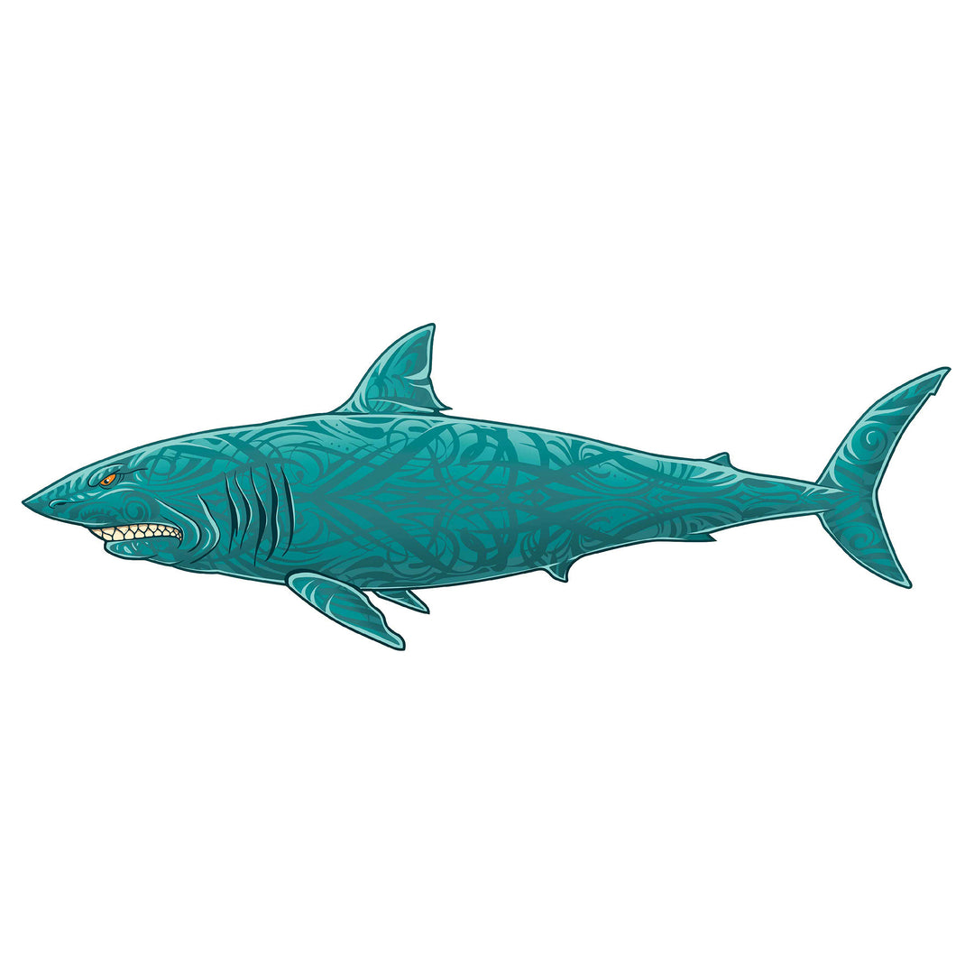 Teal Line Art Shark