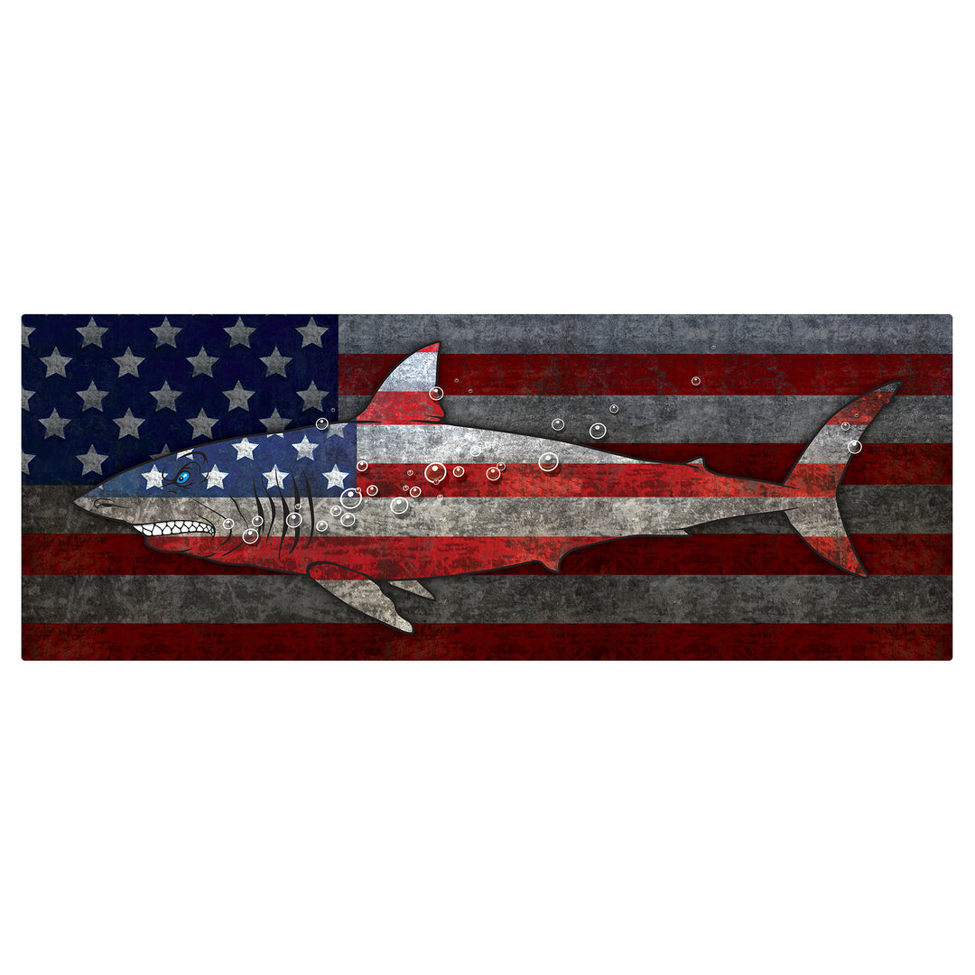 USA with Bubbles Shark on Flag Peel & Stick