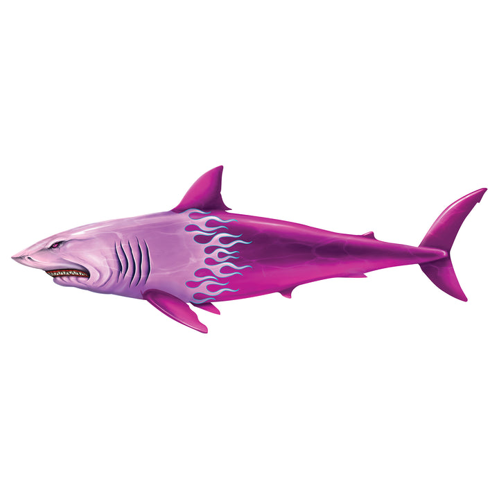 Pink & Blue Pin stripe Flames Shark