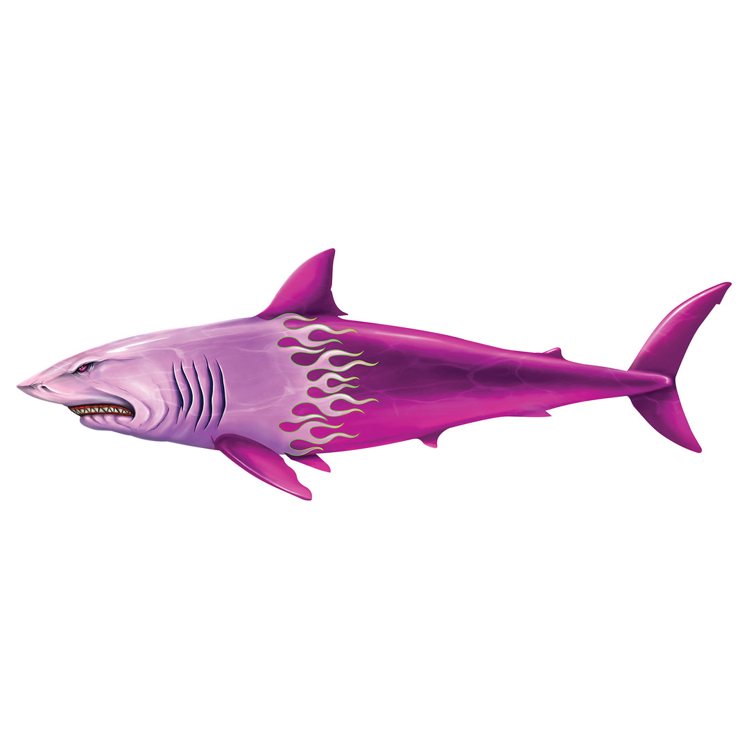 Pink & Green Pin stripe Flames Shark