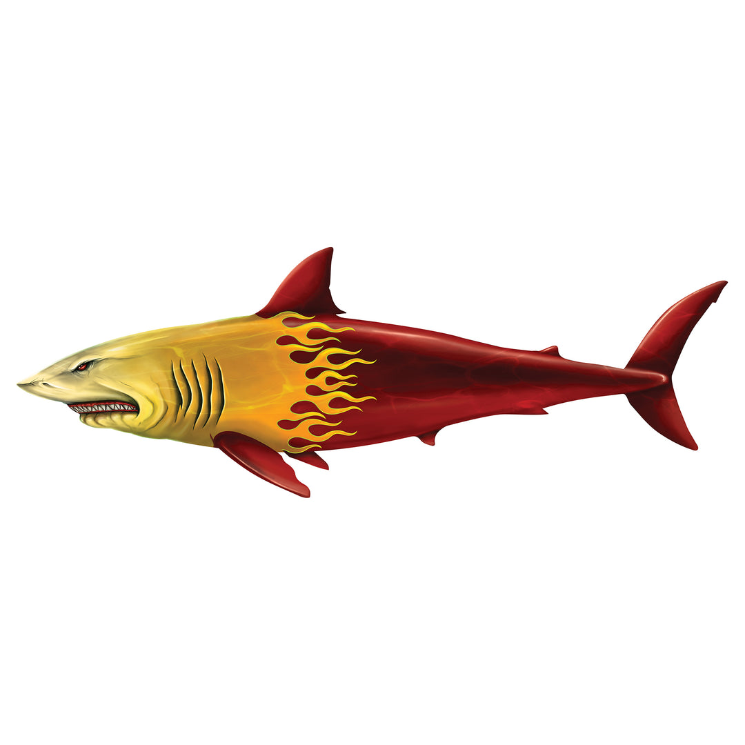 Red & Green Pinstripe Flames Shark