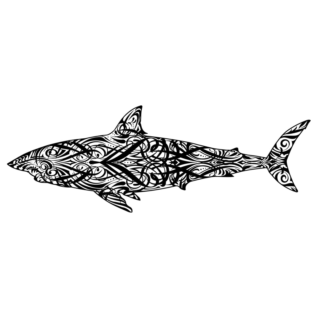 Line Art Black Shark Peel & Stick
